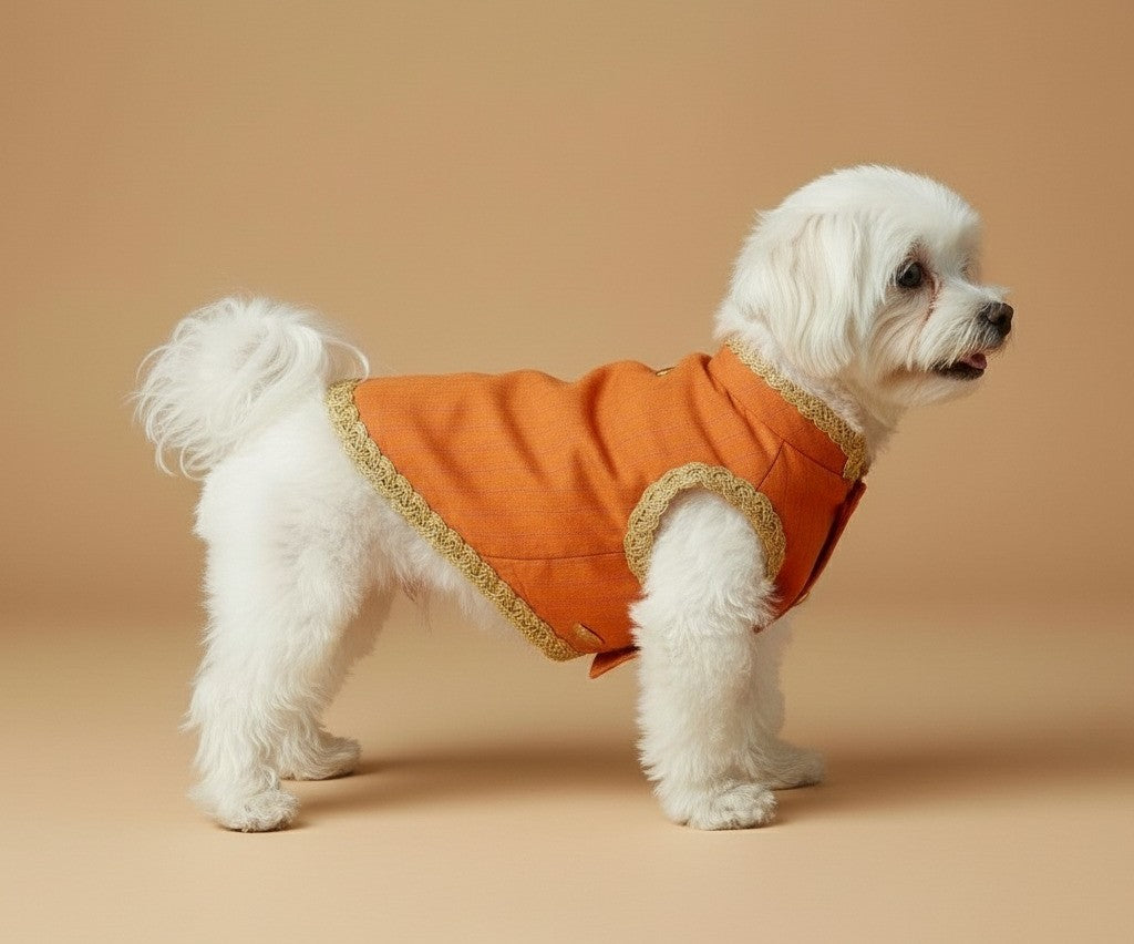 Festive Saffron Dog Sherwani Set