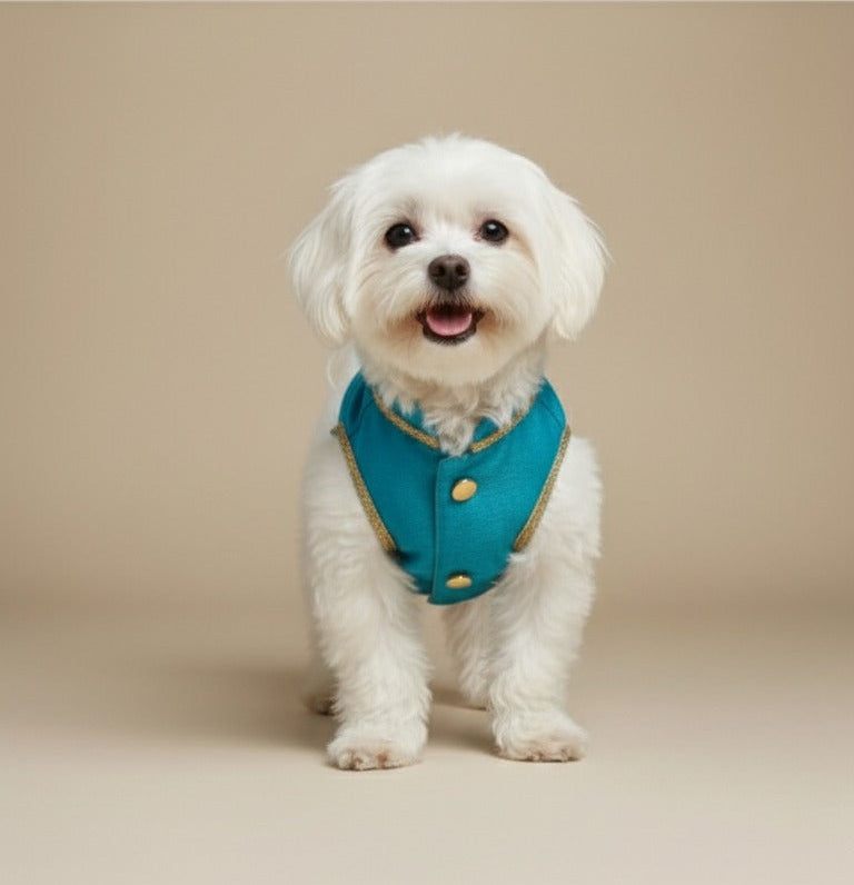 Majestic Teal Dog Sherwani Set