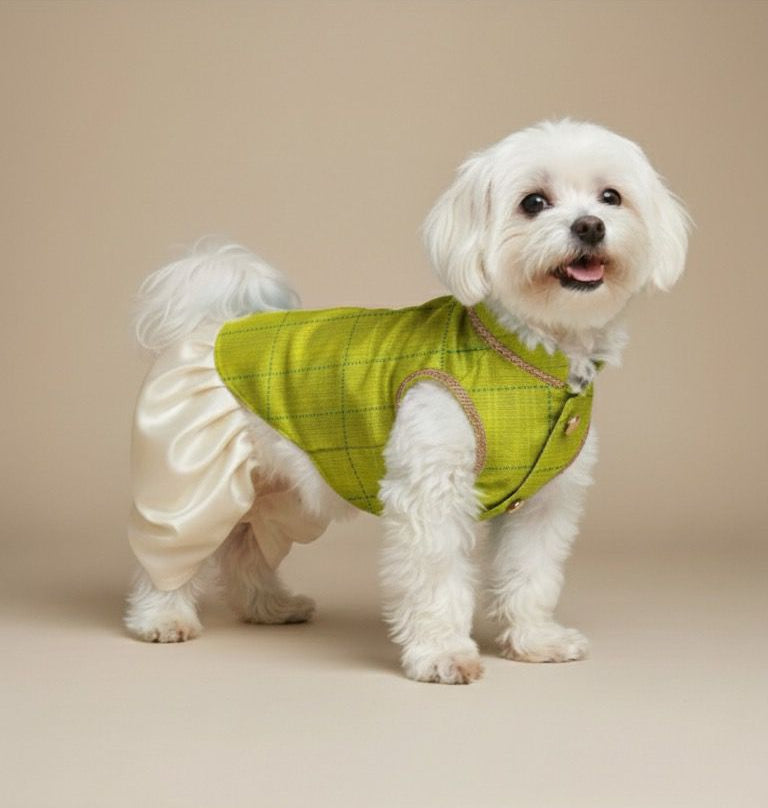 Vibrant Lime Green Dog Sherwani Set